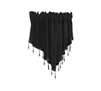 BOYOUTH Triangle Swag Short Valance Curtains with Trim Beads,Rod Pocket Elegant Sheer Voile Tulle Valances Window Treatments for Kitchen,Cafe,Bedroom,51 by 24 Inches,Black,1 Panel
