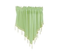 BOYOUTH Triangle Swag Short Valance Curtains with Trim Beads,Rod Pocket Elegant Sheer Voile Tulle Valances Window Treatments for Kitchen,Cafe,Bedroom,51 by 24 Inches,Green,1 Panel