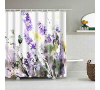 BOYOUTH Watercolors Lavender Pattern Digital Print Shower Curtains for Bathroom Decor,Polyester Waterproof Fabric Bath Curtain with 12 Hooks,70x70-Inch,Multicolor