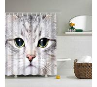 BOYOUTH White Cat Pattern Digital Print Shower Curtains for Bathroom Decor,Polyester Waterproof Fabric Bath Curtain with 12 Hooks,70x70 Inches,Multicolor