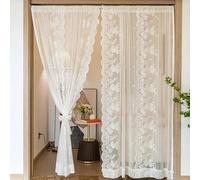 BOYOUTH White Floral Lace Sheer Partition Curtains,Rod Pocket Scalloped Edges Voile Sheer Window Curtains & Drapes for Living Room,Bedroom,Kitchen,39 x 47 inches,2 Panels