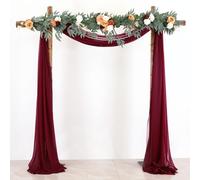 BOYOUTH Wine Red Voile Swag Scarf Valances Curtains,Long Sheer Chiffon Fabric Backdrop Curtains Scarves for Wedding Arch Draping,Party Outdoor Decor,30 by 236 Inches,1 Panel
