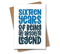 Boys 16th Birthday Card for Boys - 16 Years of Being an Absolute Legend