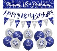 Boys 18th Birthday Decorations Blue Silver 18th Decorations for Boys Navy Silver Happy 18th Birthday Decorations for Him by Wonsta
