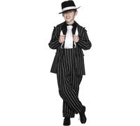 Smiffys Zoot Suit Costume, Black with Jacket, Trousers & Braces, Boys Fancy Dress, 1920s Dress Up Costumes