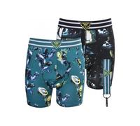 Boys 2-Pack Comic Strip Boxer Briefs, Green/Black - Age 8-10