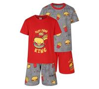 Boys 2 Pack Short Pyjamas Burger Fries Fast Food Nightwear PJ Sets 9 to 16 Years (Burger 11-12y)