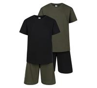 Boys 2 Pack Short Pyjamas Nightwear PJ Sets Twin Pack 11 12 13 14 15 16 17 18 Years (BLK/MLT 15-16)