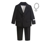 Boys 2 Piece Formal Suit Set with Stretch Fabric and Wrinkle Resistance for Weddings, Parties, and Special Occasions, Button-Down Blazer and Dress Pants Combo (Black, 12-18 Months)
