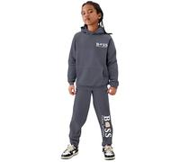 Boys 2 Piece Tracksuit Set BOSS Flexx Apparel Letter Print Athletic Hooded Sweatshirt and Joggers Girls Kids Athleisure Wear Gym Running Sportswear (UK, Age, 12 Years, 13 Years, Regular, Grey)