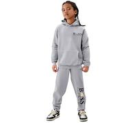 Boys 2 Piece Tracksuit Set BOSS Flexx Apparel Letter Print Athletic Hooded Sweatshirt and Joggers Girls Kids Athleisure Wear Gym Running Sportswear (UK, Age, 8 Years, 9 Years, Regular, Light Gray)