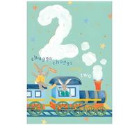 Boys 2nd Birthday Card - Age 2 - Steam Train and Bear Design - Special Finish - Made in the UK - Eco-Friendly