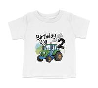 Boys 2nd Birthday Tractor T-Shirt - White Toddler Tee for Second Birthday - Cute Farm Theme Outfit for 2 Year Old (UK, Age, 1 Year, 2 Years, White)