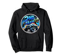 Boys 2nd Grade Back To School Gaming Controller T-rex Truck Pullover Hoodie
