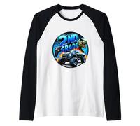 Boys 2nd Grade Back To School Gaming Controller T-rex Truck Raglan Baseball Tee