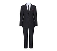 Boys 3 Piece Black Tailored Fit Complete Suit Classic Wedding Mourning Funeral - Black 14