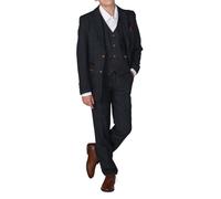 Boys 3 Piece Navy Tweed Check Suit - Navy 5