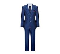 Boys 3 Piece Shiny Blue Wedding Party Suit Tailored Fit Smart Formal - Navy 5