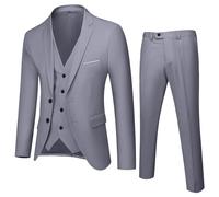 Boys' 3 Piece Suit - Formal Outfit for Prom, Wedding, Party, Casual - Regular Fit Blazer, Vest, Trousers - 12-18 Years UK Teens - Grey
