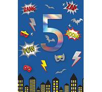 Boys 5th Birthday Superhero Comic Embellished Greeting Card Crackerjack Cards CJ013