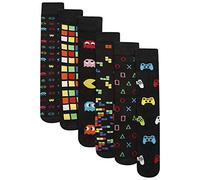 Boys 6 Pack Retro Games Socks, Multi, UK 12-3 (EU 31-36) BOYS