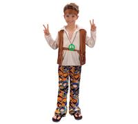 Boys 4 Pc 1960s 1970s Hippie Hippy Festival Fancy Dress Costume Outfit 4-14 year