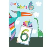 Boys 6th Birthday Look Who's 6 Fun Kids Tattoo Dinosaur Childrens Birthday Card