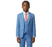 Boys' 7-Piece Self-Patterned Sky Blue Suit Set - Slim Fit Wedding Special Occasion Outfit Size 6 Years UK