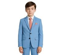Boys' 7-Piece Self-Patterned Sky Blue Suit Set - Slim Fit Wedding Special Occasion Outfit Size 8 Years UK