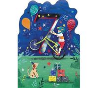 Boys 7th Birthday Card - Age 7 - Boy on Bike, Presents and Dog with Foil Finish - Eco-Friendly and Recyclable - by Paper House