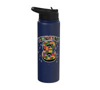 Boys 8th Birthday 8 Years Building Blocks and Stones White Stainless Steel Insulated Water Bottle