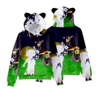 Boys 99 Nights In The Forest 3D Figure Printed Sweatshirt Kids Funny 99 Nights In The Forest Cat's Ear Shaped Hoodie (A,9-10years)