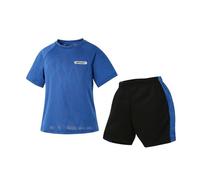 Boys' Activewear T-Shirts Loose Active Short-Sleeve Shirts Sports Jerseys and Athletic Mesh Shorts Set (Blue-c, 10-11 Years)
