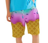 Boys' Adjustable Swim Trunks - Quick-Dry Swimwear for Beach or Pool, Fun Shark & Submarine Print, Soft Mesh Liner, Elastic Waist with Velcro Adjusters, Sizes 3-12, Aqua Blue#g