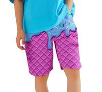 Boys' Adjustable Swim Trunks - Quick-Dry Swimwear for Beach or Pool, Fun Shark & Submarine Print, Soft Mesh Liner, Elastic Waist with Velcro Adjusters, Sizes 3-12, Aqua Blue#g
