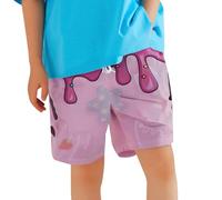 Boys' Adjustable Swim Trunks - Quick-Dry Swimwear for Beach or Pool, Fun Shark & Submarine Print, Soft Mesh Liner, Elastic Waist with Velcro Adjusters, Sizes 3-12, Aqua Blue#g