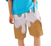 Boys' Adjustable Swim Trunks - Quick-Dry Swimwear for Beach or Pool, Fun Shark & Submarine Print, Soft Mesh Liner, Elastic Waist with Velcro Adjusters, Sizes 3-12, Aqua Blue#g
