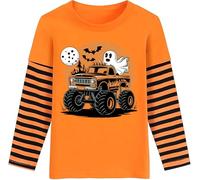 Boys Age 1-2 Years Old Halloween Long Sleeve Pumpkin Face Shirts Toddler Shirts Pumpkin Face Tshirts Kids Black Tops Cotton Casual Tees Crewneck Winter Clothes