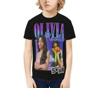 Boy's and Gilr's Olivia Singer Music T-Shirt Short Sleeve Tee T-Shirt Classic Graphic Crewneck Casual Regular Soft Comfortable Elements for Athletic Running Workout Sports Gym Tee Tops