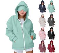 Boys and Girls 2025 Zip Up Y2K Hoodies Casual Long Sleeve Sweatshirts Fall Spring Track Jackets with Pockets Pink