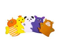 Boys and Girls Bath Mitt Gloves 5pcs Cotton Cartoon Fruit Bathing Wash Set | Gentle Lather Boosting, Removes Dead Skin Cells, Travel and Bathtub Use, for Baby Skin and Little Hands Random Style