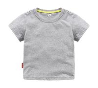 Boys and Girls' Classic Fit Crewneck T-Shirt | Organic Cotton Soft,Short-Sleeve Basic, Toddlers and Kids Top Tees (Grey, 9-12 Months)