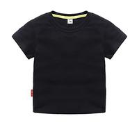 Boys and Girls' Classic Fit Crewneck T-Shirt | Organic Cotton Soft,Short-Sleeve Basic, Toddlers and Kids Top Tees (Black, 18-24 Months)