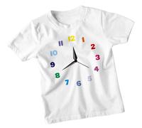 Boys and Girls Colorful Clock National Numeracy Number Day Maths Day Ideas T-Shirt Tee for Kids #ND 3-4 Years White