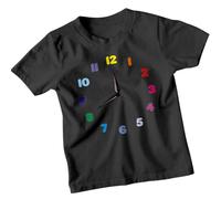 Boys and Girls Colorful Clock National Numeracy Number Day Maths Day Ideas T-Shirt Tee for Kids #ND 5-6 Years Black