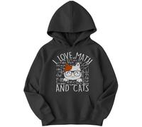 Boys and Girls Cute Cat Math Number Day Ideas Jumper Hoody for Kids #ND 9-11 Years Black