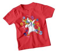 Boys and Girls Dabbing Unicorn Math National Numeracy Number Day Maths Day Ideas T-Shirt Tee for Kids #ND 5-6 Years Red