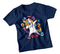 Boys and Girls Dabbing Unicorn Math Number Day Maths Day Ideas T-Shirt Tee for Kids #ND 3-4 Years Navy
