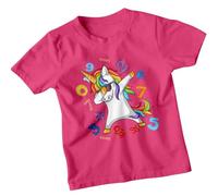 Boys and Girls Dabbing Unicorn Math Number Day Maths Day Ideas T-Shirt Tee for Kids #ND 5-6 Years Fuchsia