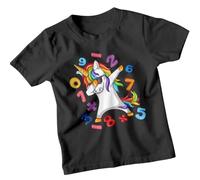 Boys and Girls Dabbing Unicorn Math Number Day Maths Day Ideas T-Shirt Tee for Kids #ND 7-8 Years Black